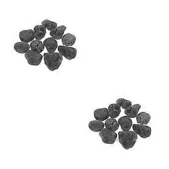 Black Natural Volcanic Rock Crystal Specimens, 2Pcs Decorative Stones for Garden, Aquarium and Indoor Planters, 200g