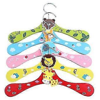 2024,5 stuks houten kledinghangers honden katten kledinghanger cartoon kleine kleerhanger (willekeurige kleur)