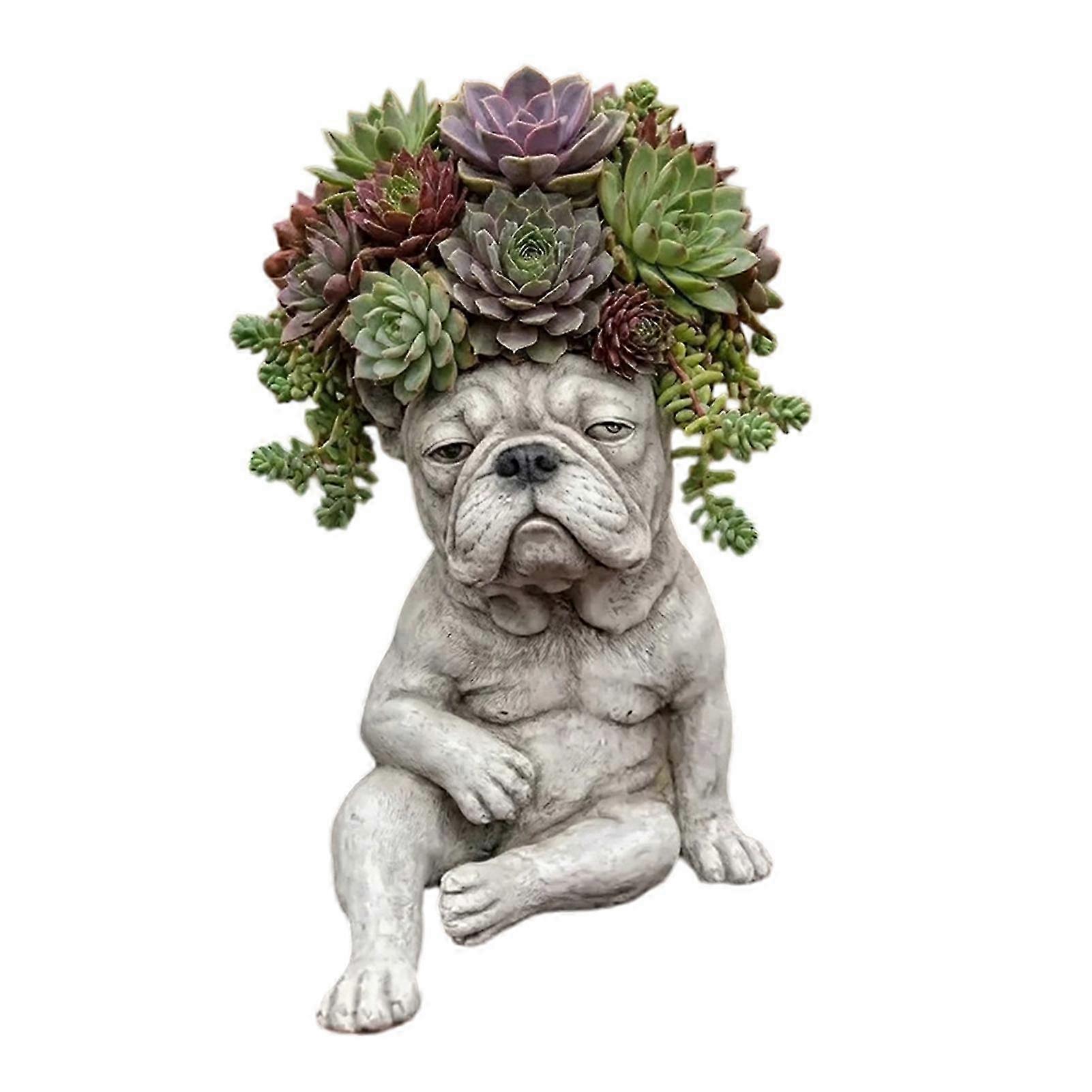 Creative Bulldog Resin Planter