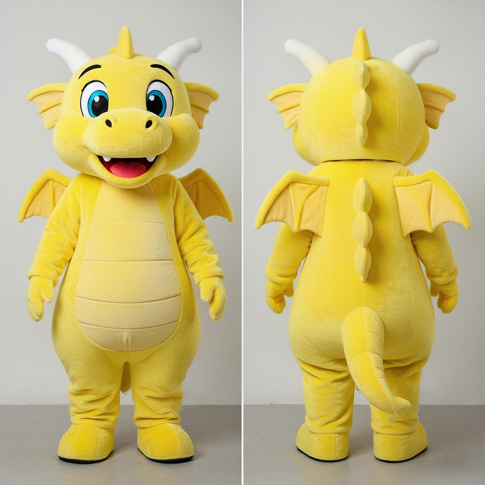 MASTICOT Lemon Yellow Cartoon Dragon Mascot