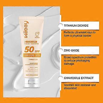 Sunscreen for Kids, Clear Zinc Oxide Sunscreen SPF 50 - Fragrance-Free, Broad Spectrum UVA/UVB Protection with Chamomile & Aloe for Sensitive Ski_rbxg
