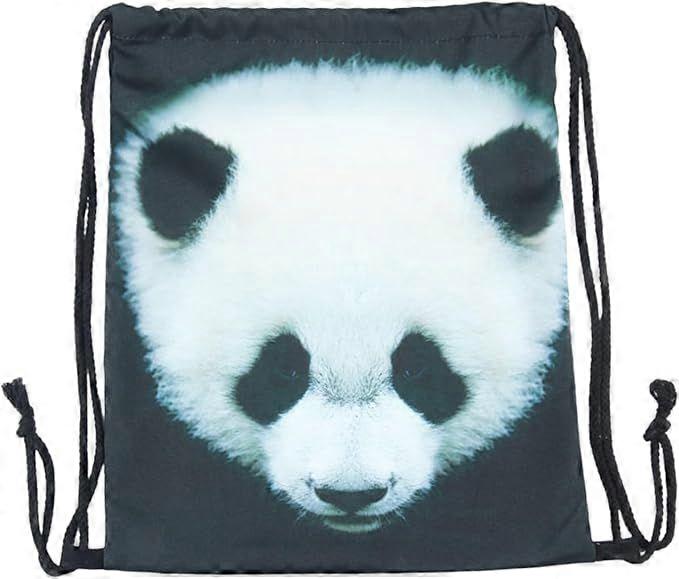 Drawstring Bags Waterproof String Bag Adjustable Lightweight Gym School Drawstring Backpack for Sports(Panda)