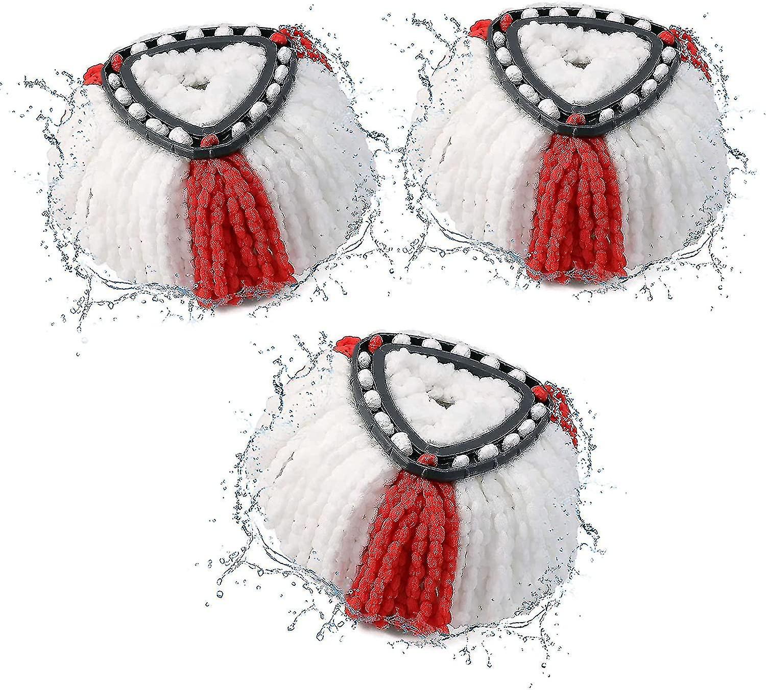 Mop Head Replacement Compatible With Vileda 2-in-1 Turbo Mop,replacement Head, Microfibre (red, 3 Pa