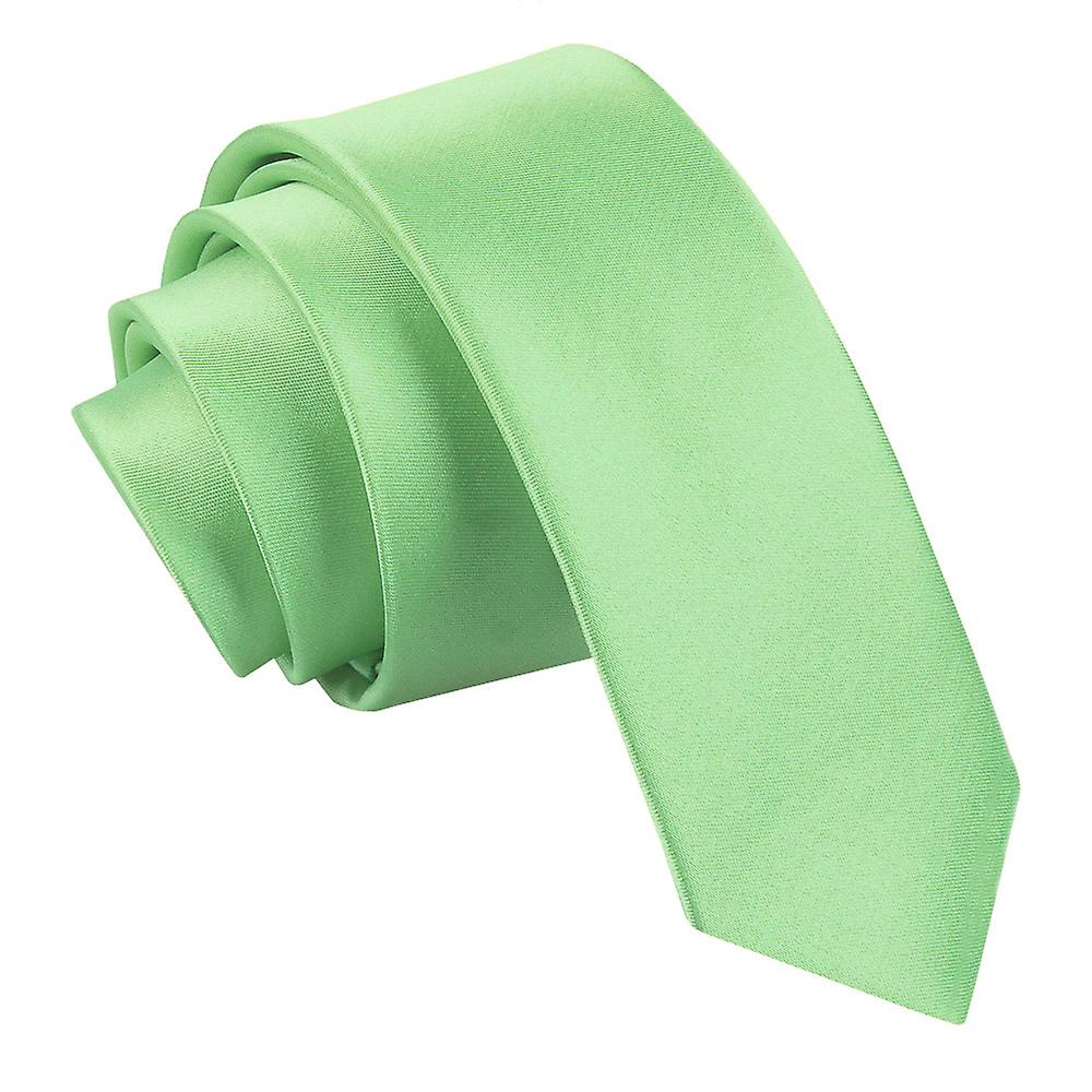 Lime grön oformaterad Satin smal slips