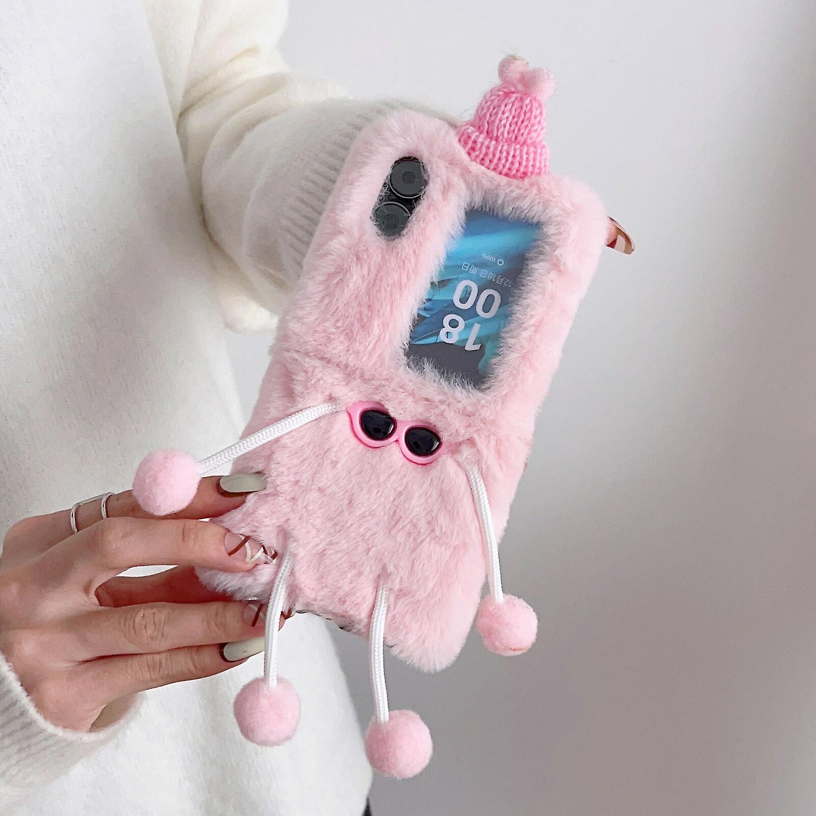Anti-fall Plush Hat Case Shockproof Protective Cover For Oppo Find N2 Flip Uk