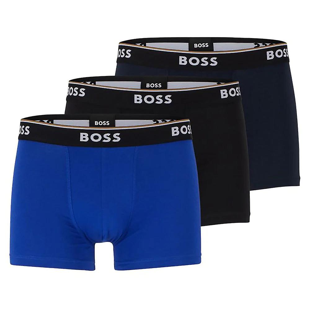 Boss 3-Pack Stretch-bomull Trunks - Svart/blå/marin