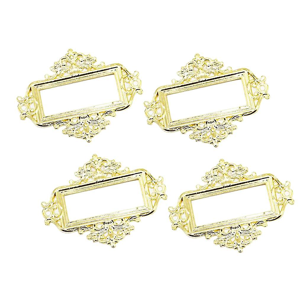 4x Home Cabinet Drawer Frame Label Tag File Name Card Holder Golden