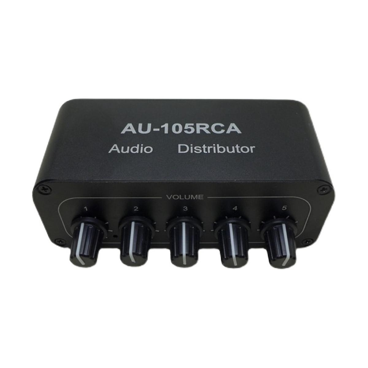 1-IN-5-OUT HiFi Stereo RCA Audio Splitter /Selector Tone Controller Portable Audio Switcher Box Min