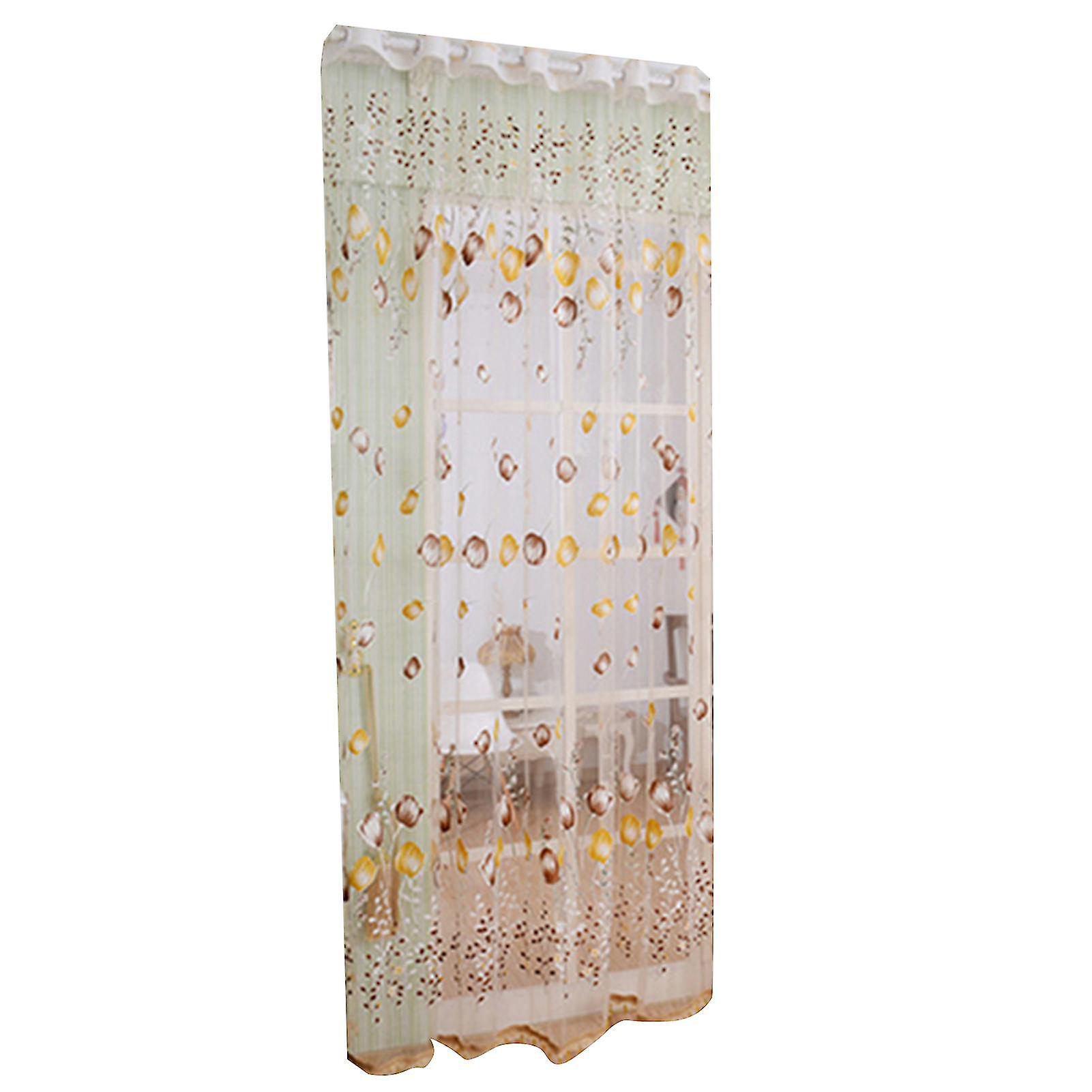 Lale Çiçek Voile Perde Perde Panel Oda Sheer Ev Kapı Pencere Dekorasyon