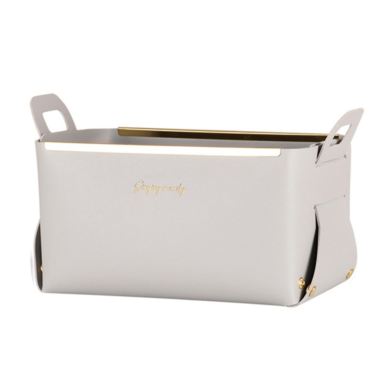 Cosmetic Container High Capacity Folding Faux Leather Creative Desktop Storage Box for Home