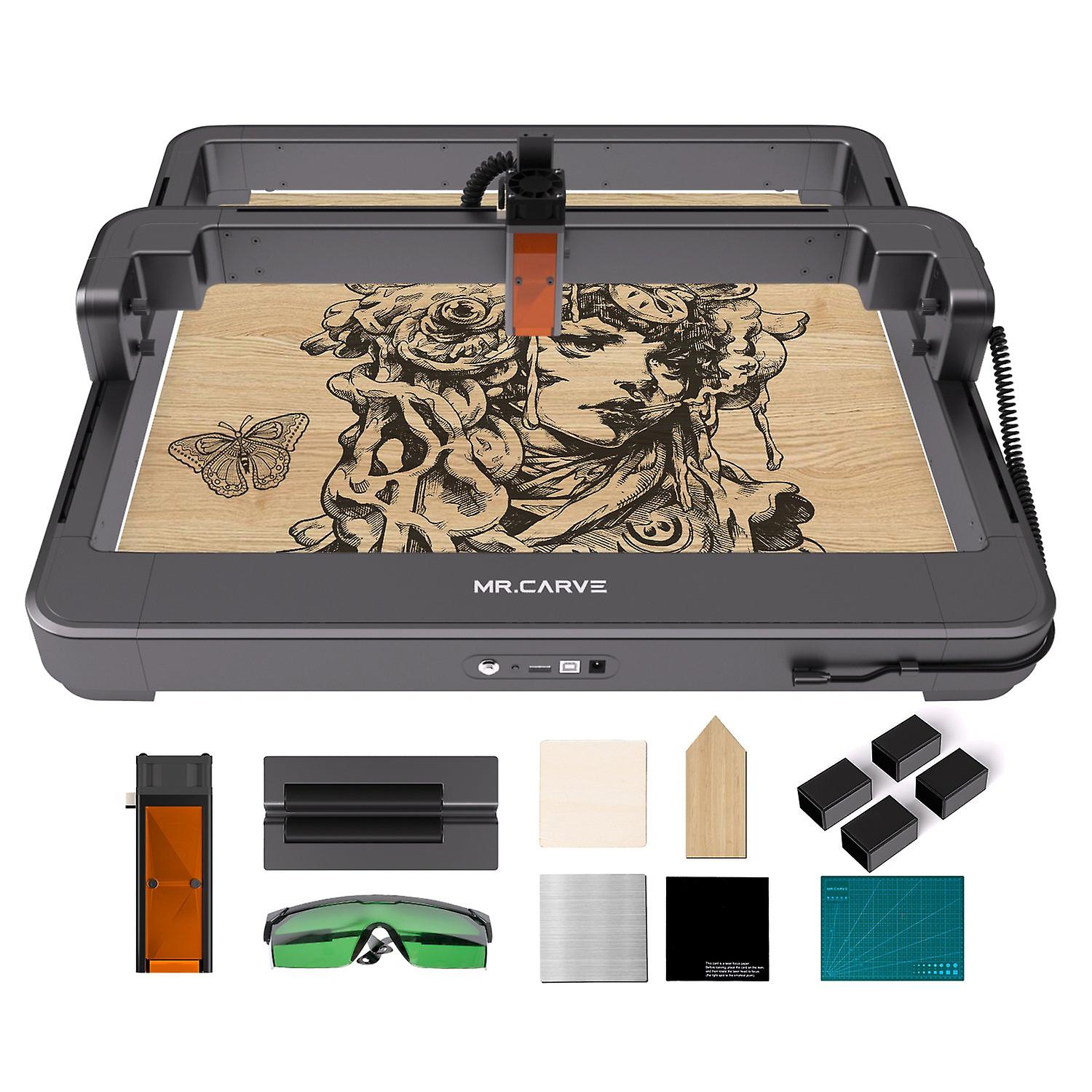 MR.CARVE M3 Laser Engraver 10W Blue Laser Engraving Marker with Rotary Roller and 4PCS Raised Column