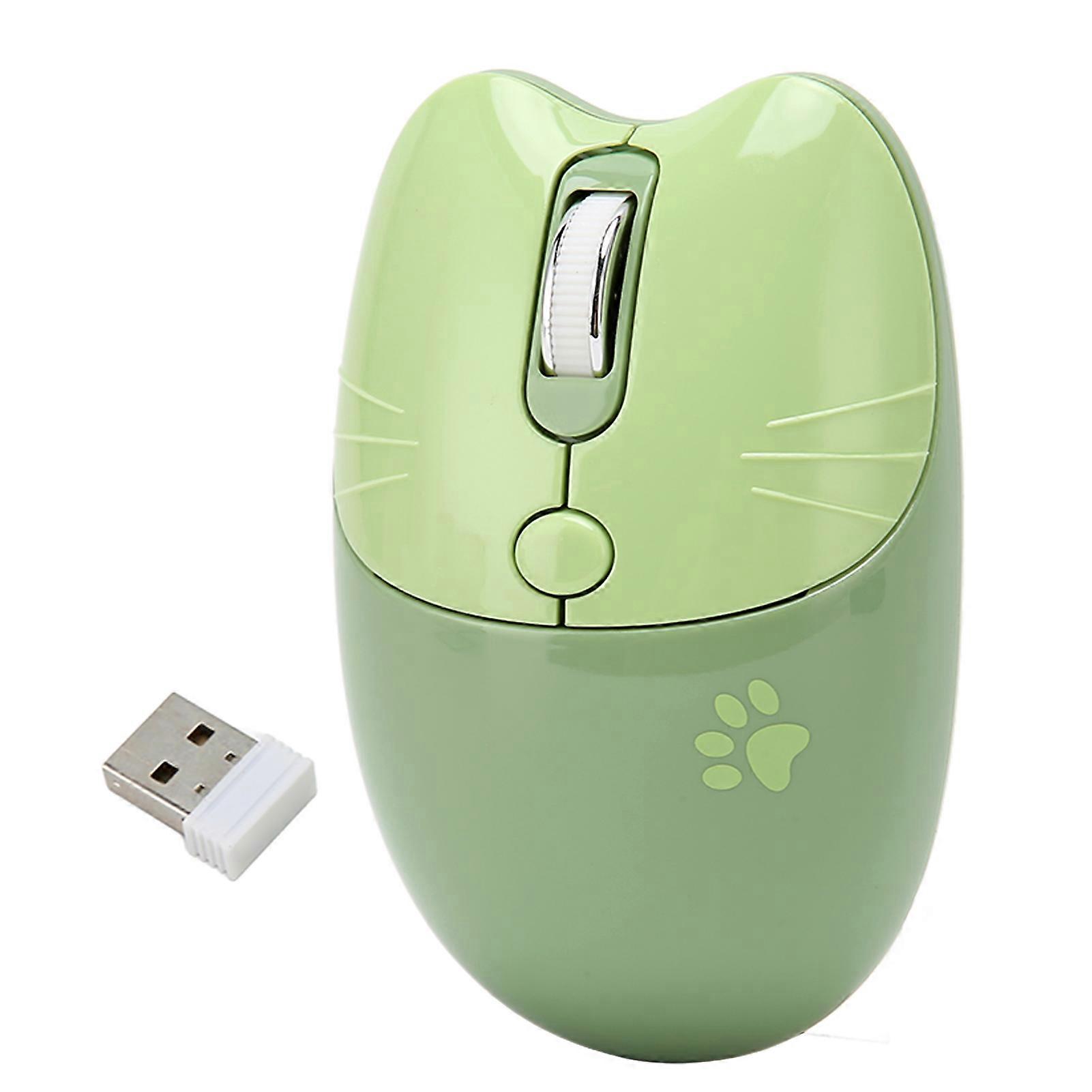 Wireless Mouse BT5.1 Or 2.4GHz Silent Click Adjustable DPI Auto Sleep Office Mouse for Girl Working Family School Cafe Green 