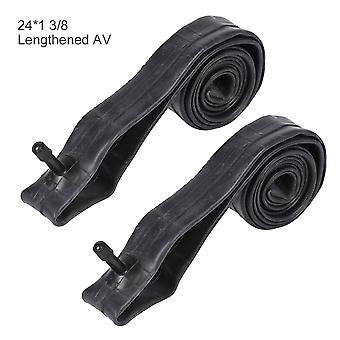 2PCS Butyl Rubber Inner Tube for Bike Tires 24x1 3/8 Lengthened Valve AV Bicycle Replacement Tubes Durable Puncture Resistant