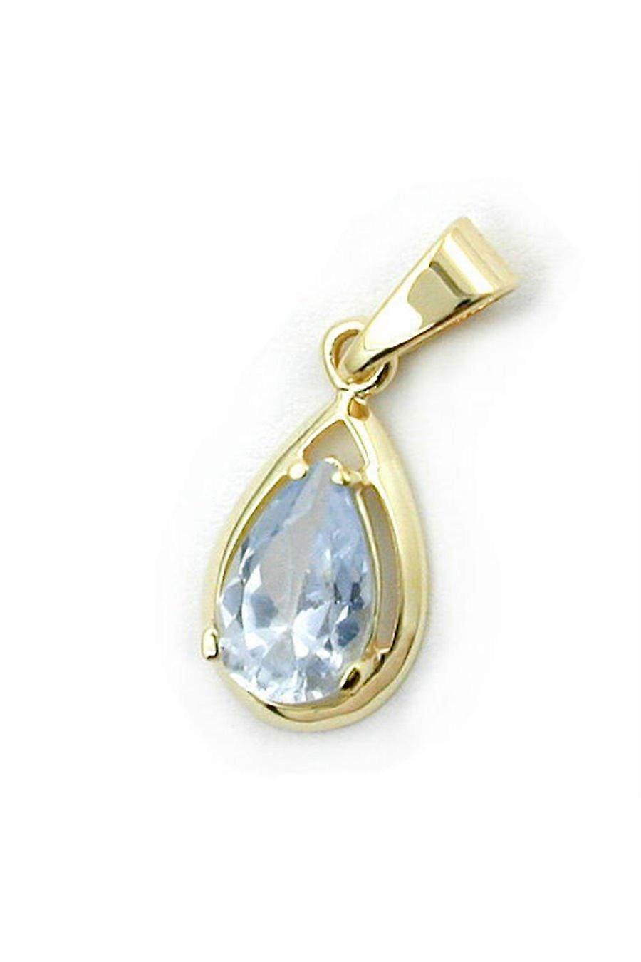 Pendant Drop Shape Light Blue 9k Gold - Gl431038