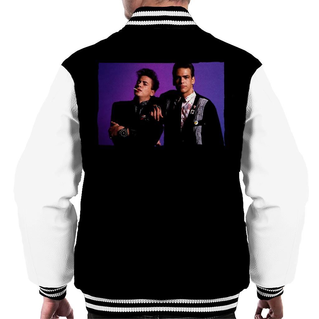 Weird Science Ian And Max Purple Background Men's Varsity Jacket