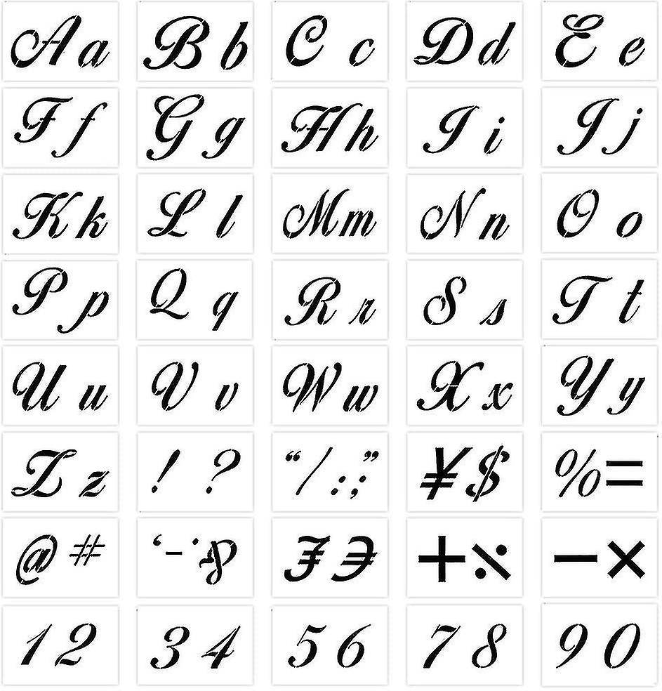 一套40个字母绘画模板，可重复使用的塑料模板，带有书法字体[xh]