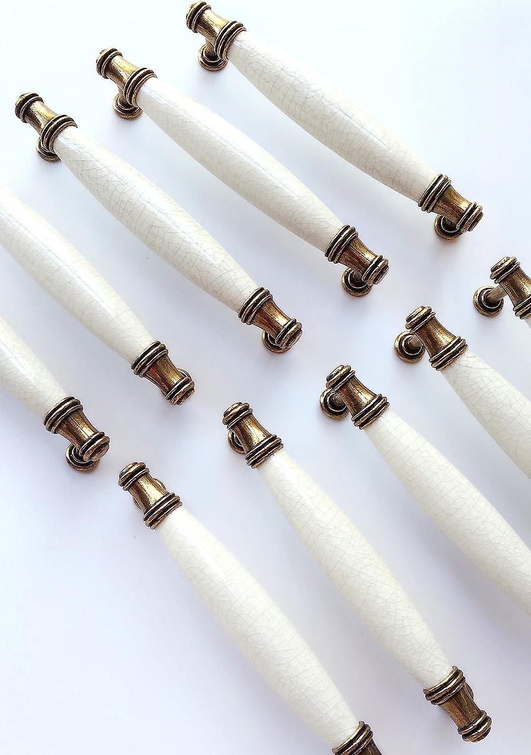 10 × مقبض الأثاث الخزفي أنبوب بار مقبض ، مقبض عصا باب الخزانة ، شريط باب خزانة المطبخ H