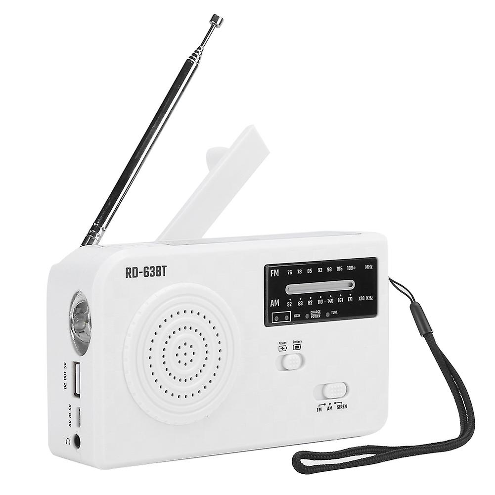 RD638 ABS Solar Energy Emergency Multifunction Hand Crank Radio Support FM/AM FunctionWhite