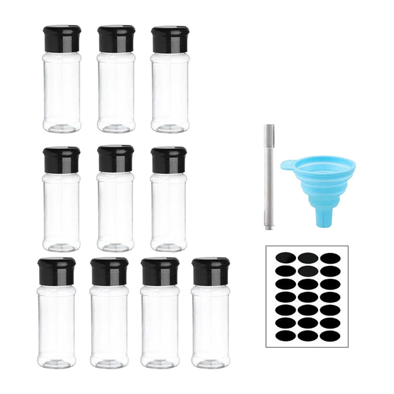 Salt and Pepper Shakers Set Clear Travel Condiment Set for Storage Powders Spice 10 pieces
