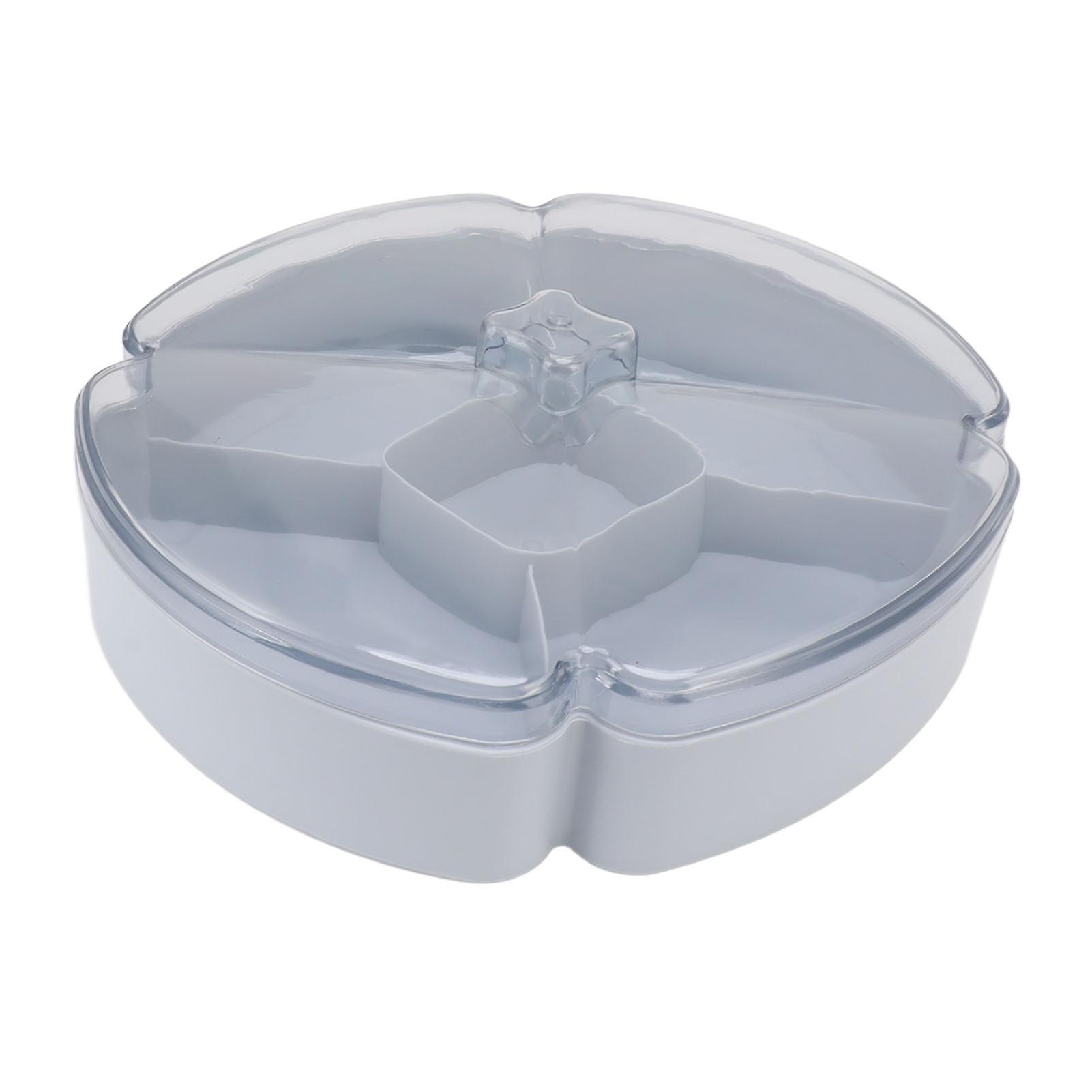 Snack Serving Tray Round Plastic Fruit Nut and Candy Compartment Plate with 5 Section for Thanksgiving Chinese New Year Blue 