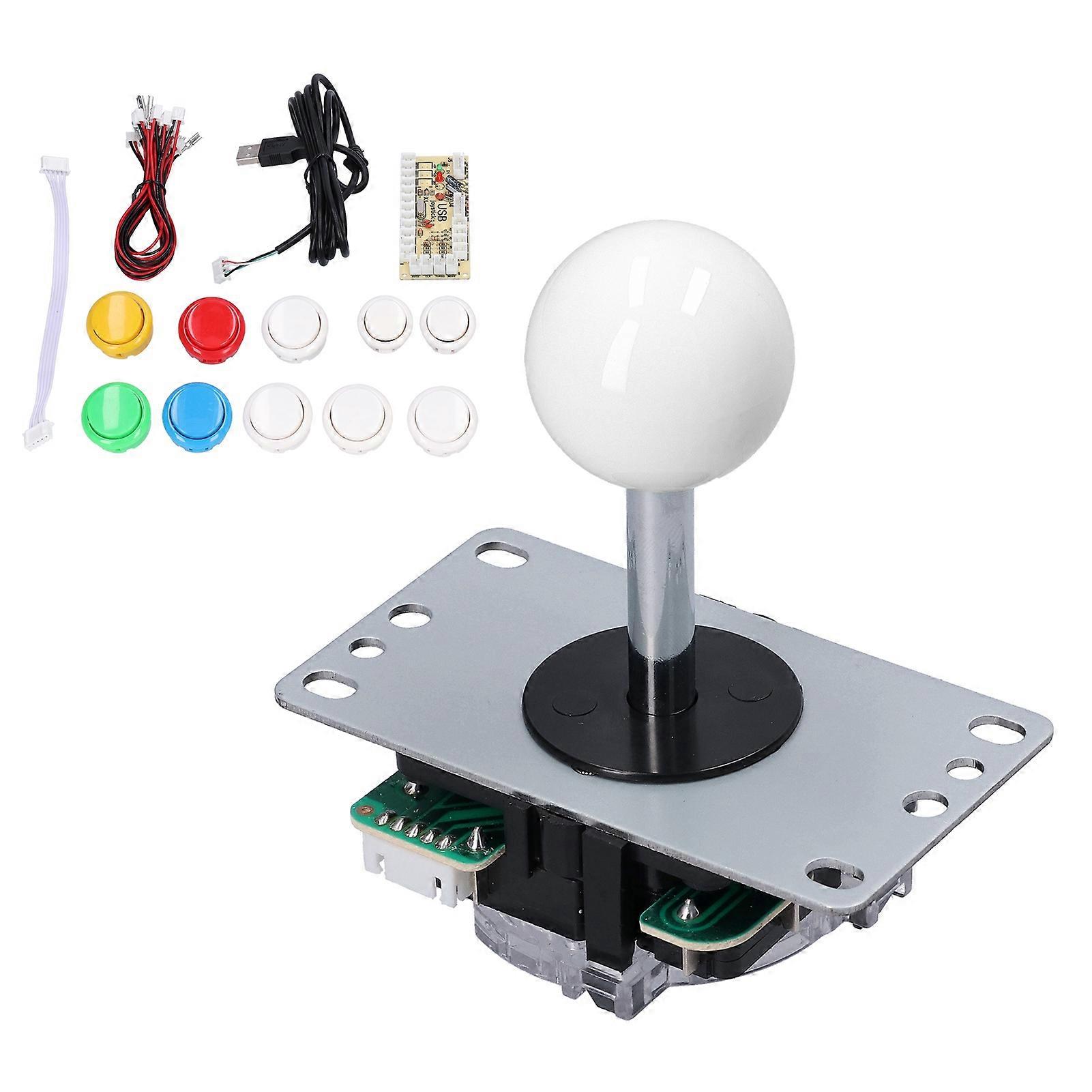 Qm070901 Arcade Game Joystick Kits Zero Delay Arcade Game Diy Kit Parts With Encoder Board 10 Buttons Joystick For Mamemixed Color (white)