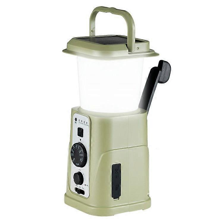 2000mAh Outdoor Tent Light Hand Crank Solar Dynamo AM / FM Radio Camping Lamp (US Version) - Green