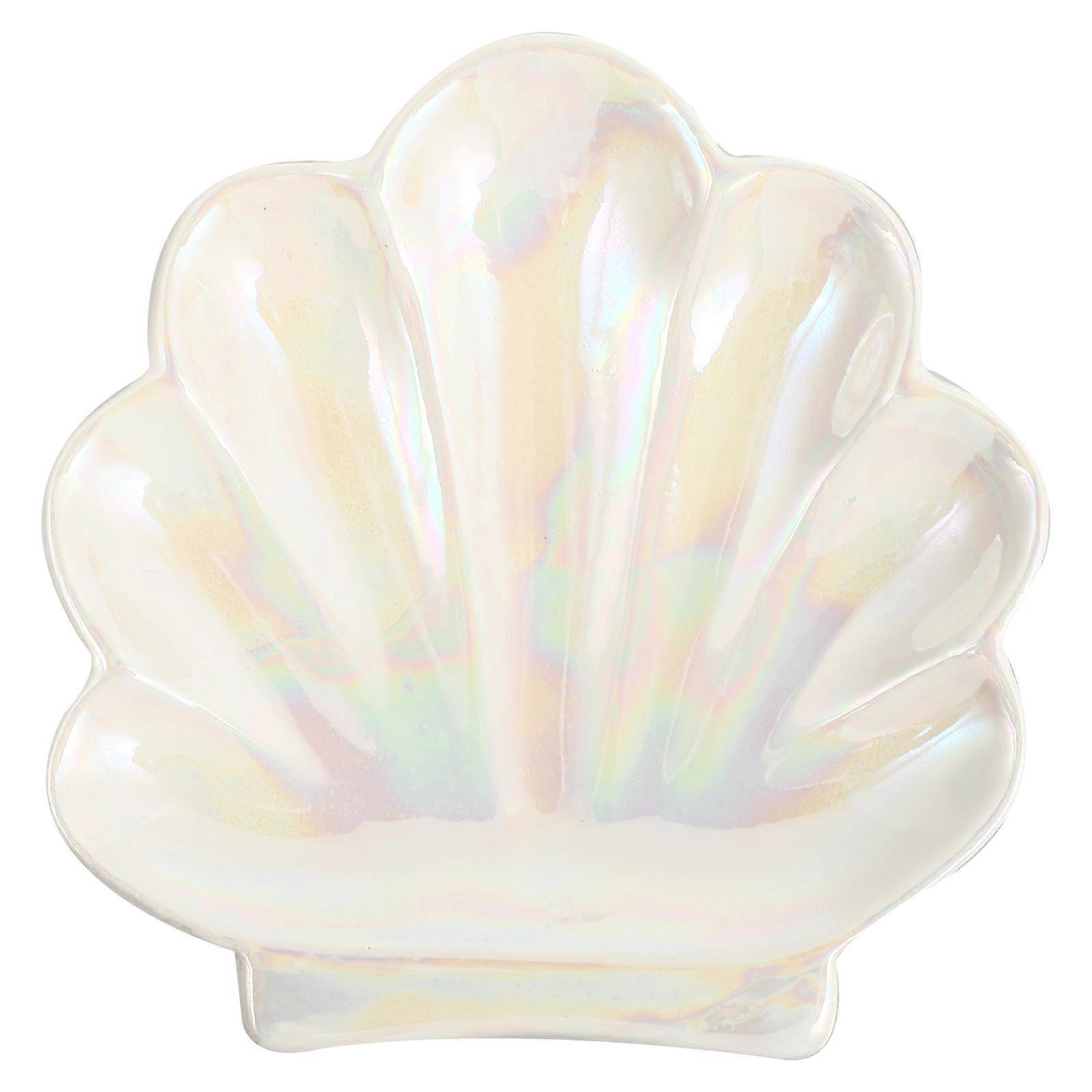 1Pc Ceramic Cosmetic Tray Seashell Modeling Storage Tray Household Decor