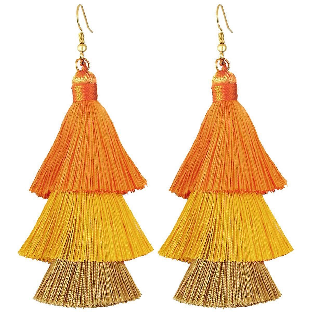 Earrings-Sunshine Orange Fray-Warmth & Grace