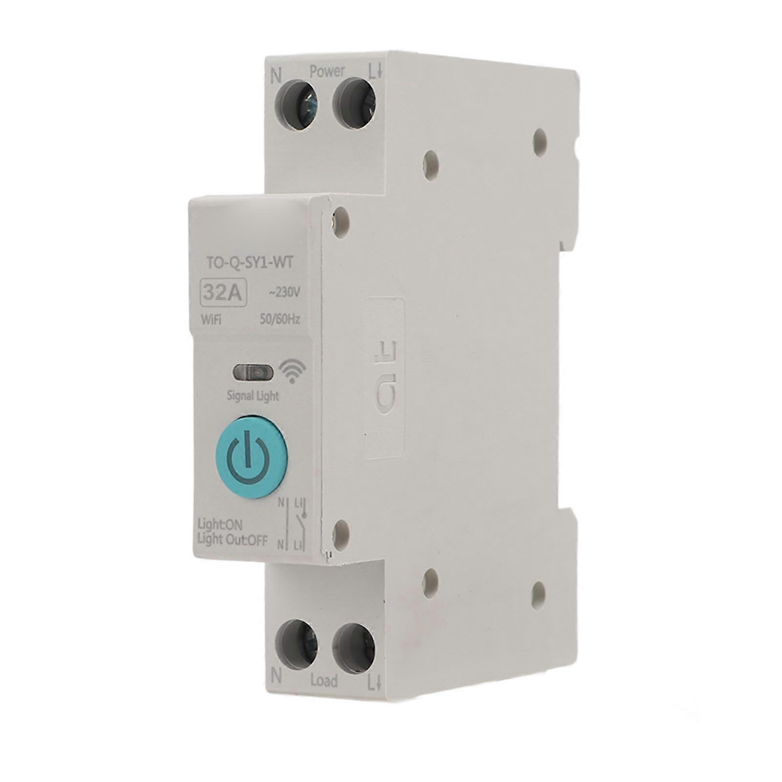 WIFI Smart Switch Breaker Wireless Phone Remote Control DIN35 Rail Cycle Timing Countdown White ?230V 32A