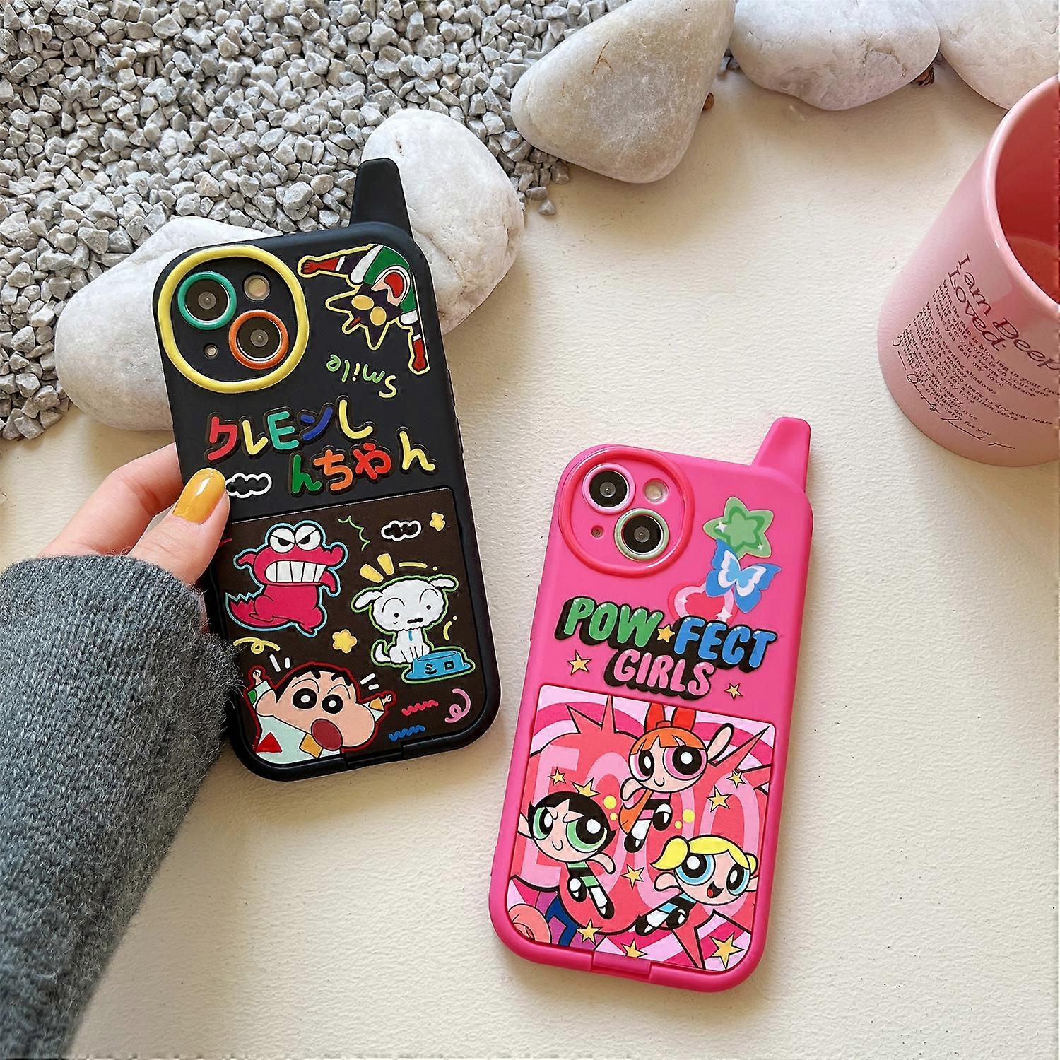 Crayons Shinchans Powerpuffs Girlss Phone Cases For Iphone 14 13 12 11 Pro Max Xr X Xs Max Plus Soft Silicone Drop-proof Cover