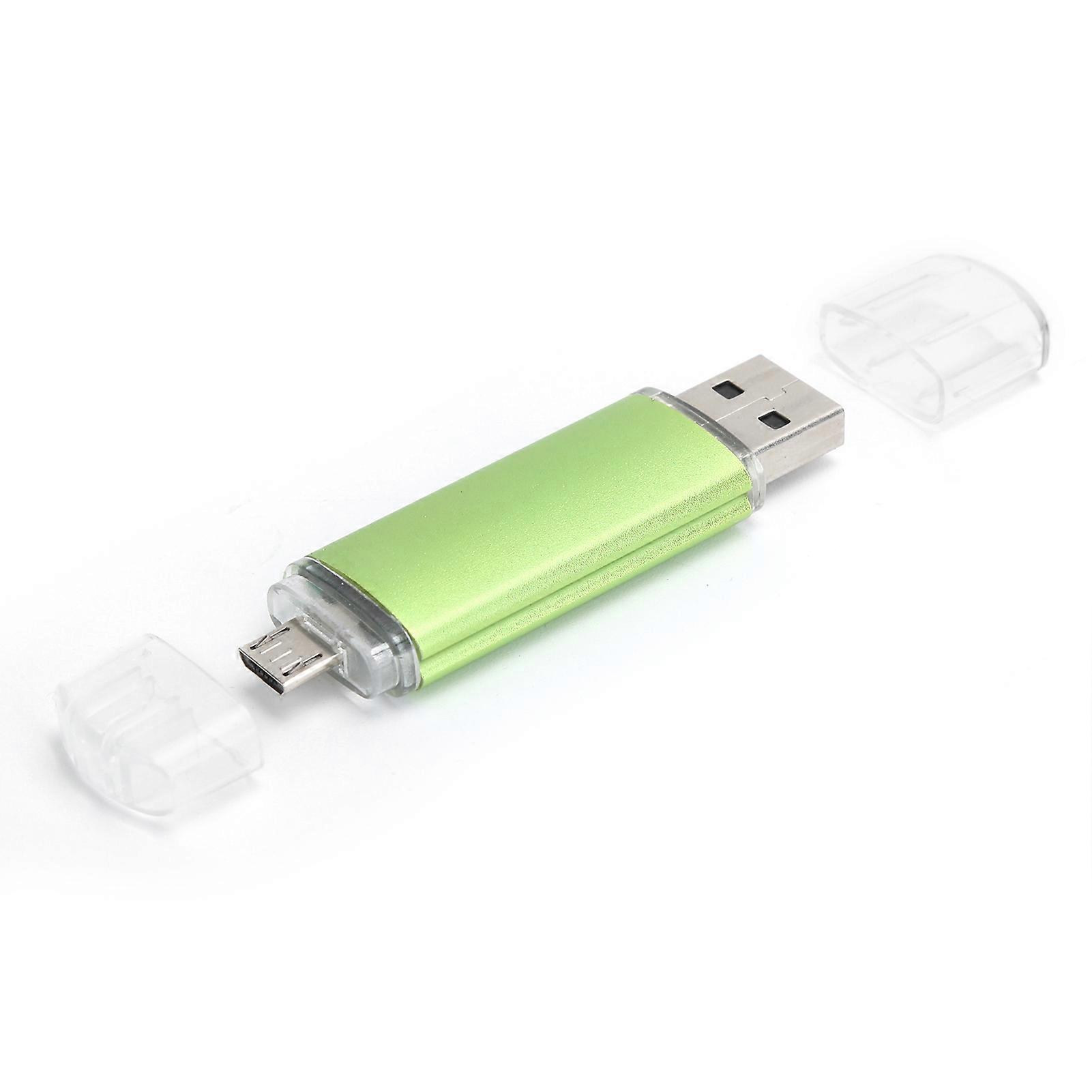 U Disk USB2.0 Memory Flash Drive 2Plug OTG HighSpeed Mobile Phone Computer Accessories Gift(Green 64GB)