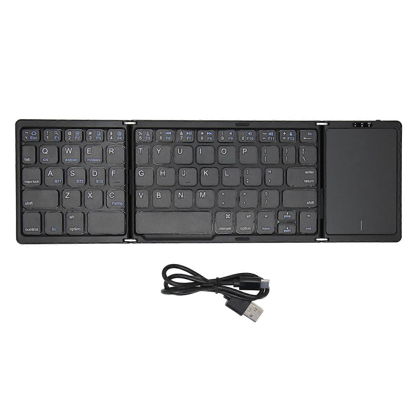 Foldable Bluetooth Keyboard with Touchpad Full Size Support 3 Devices Rechargeable Portable Wireless Folding Keyboard