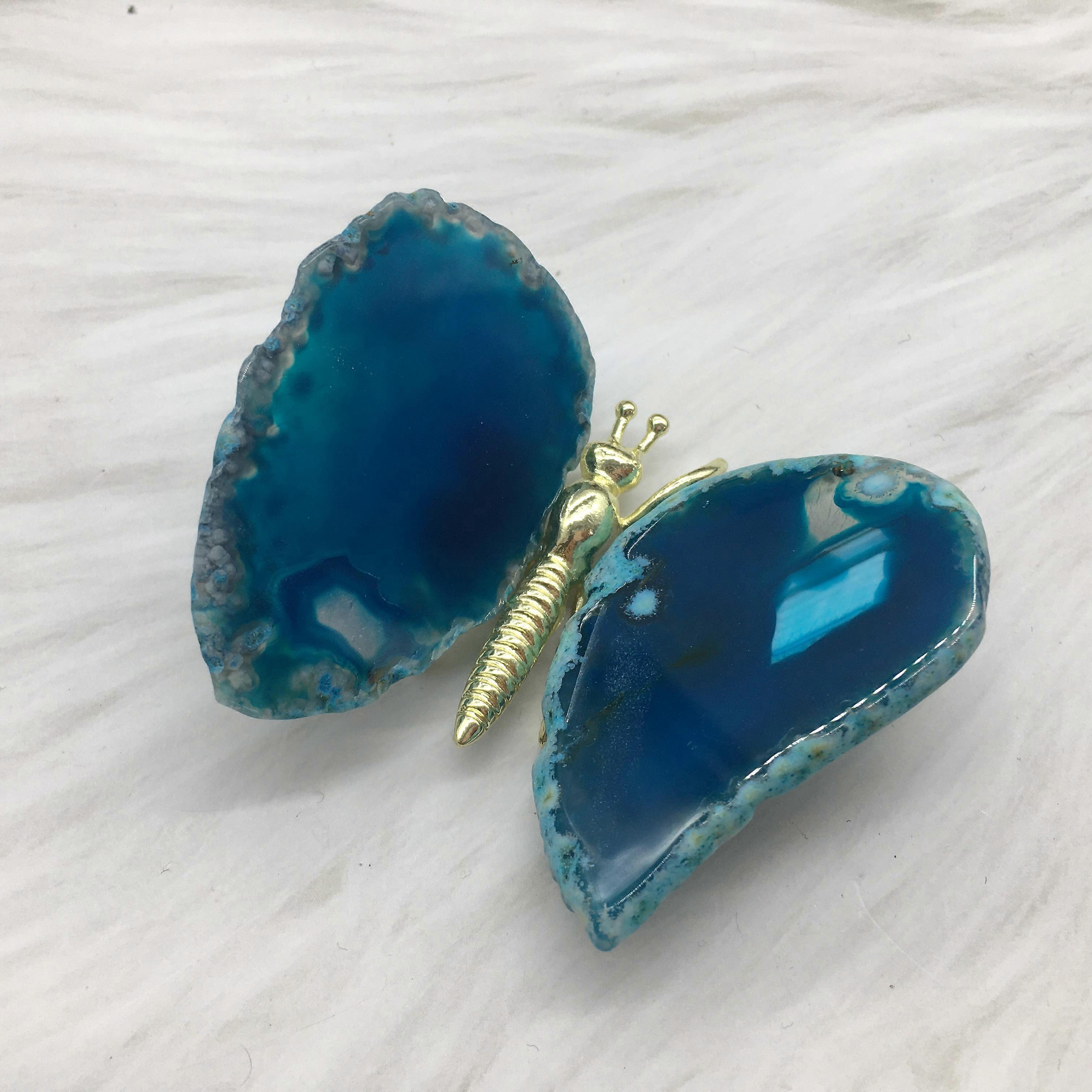 2 inci Cristal de cuarț de agat albastru DIY fluture de cristal de cuarț craniu decor de casă reiki vindecare 1 buc