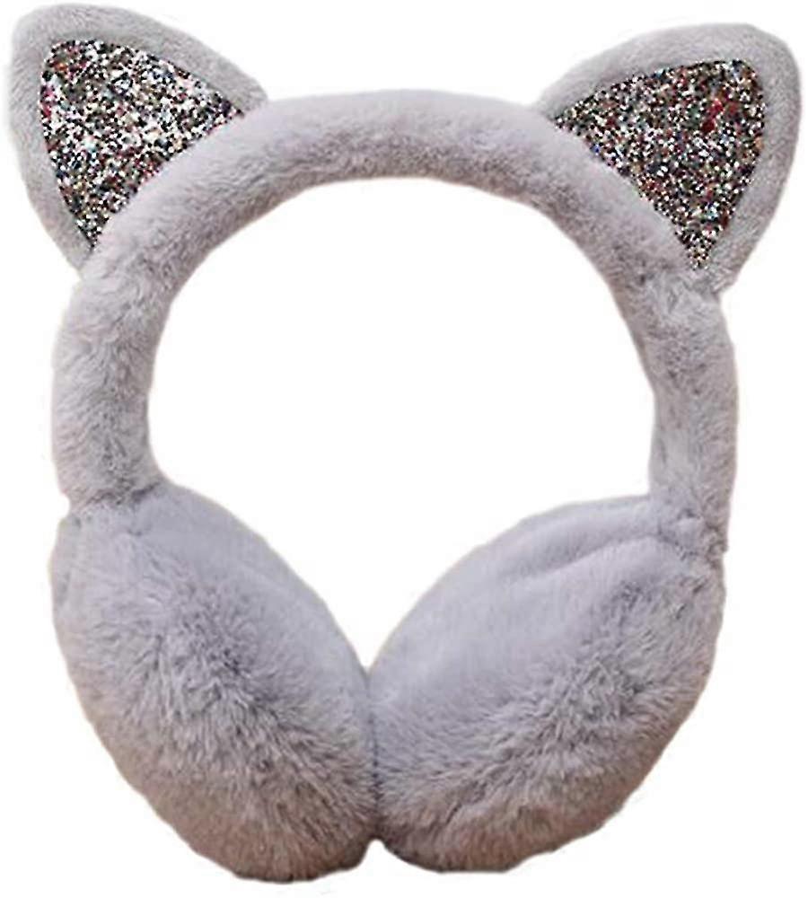 Filles Cache-oreilles Paillettes Mignon Chat OreilleS Muffs En Peluche Colorée Design ChaleurEux