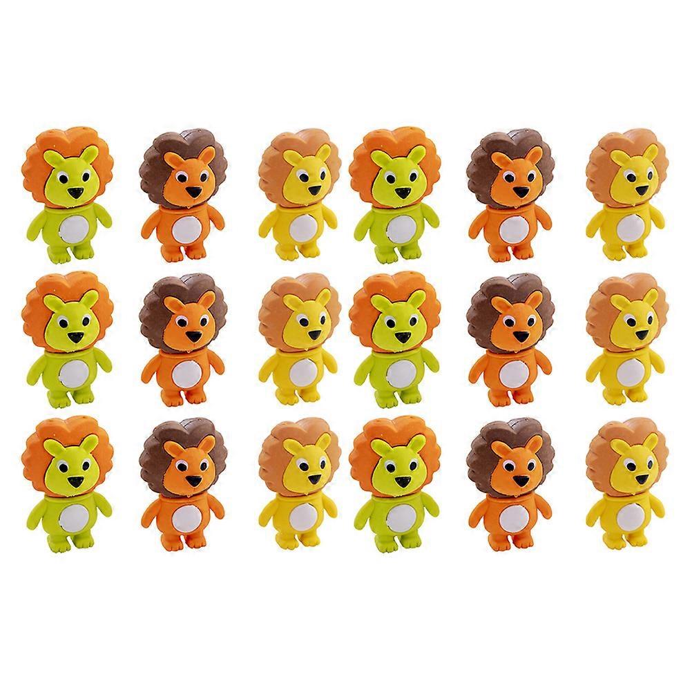 18Pcs Adorable Lion Erasers 3D Animals Erasers Cartoon Lion Erasers Kids TPR Erasers