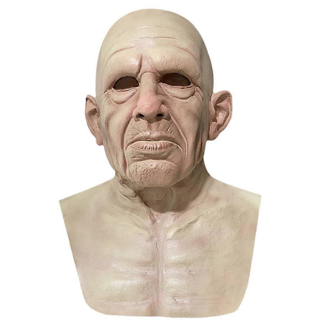 Realistic Old Man Mask Halloween Party April Fool's Day Wrinkle Elder Full Head Face Latex Mask Cosplay Party Masquerade Props