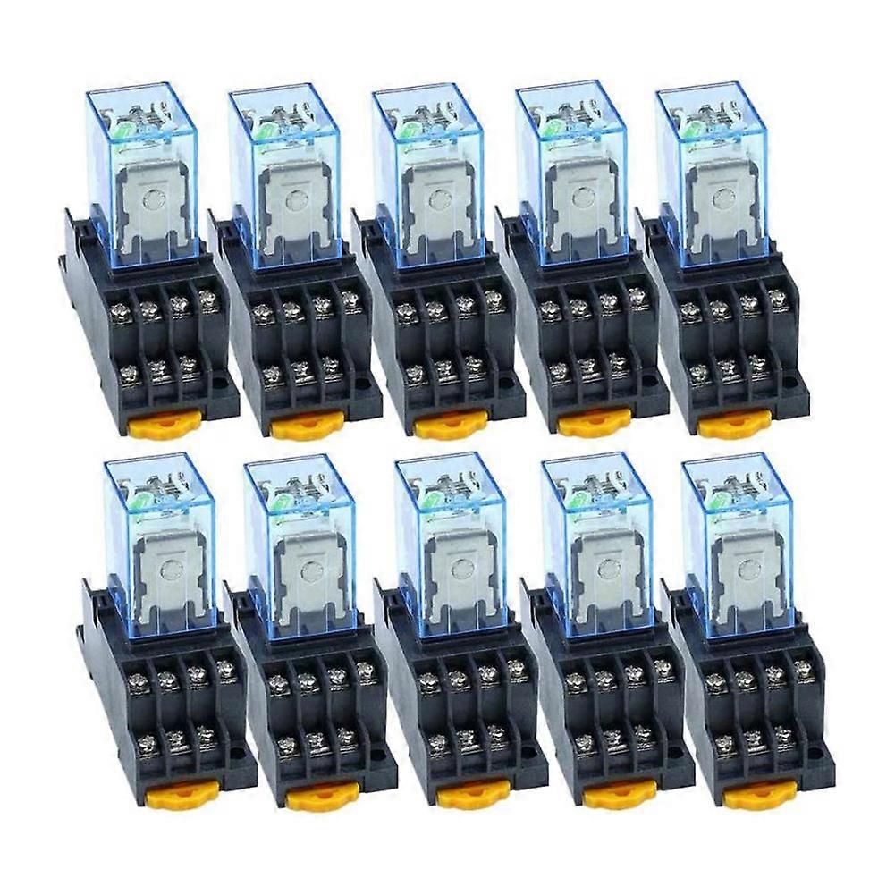 10Pc MY4NJ 14PIN 4DPDT Electronic Mini Electromagnetic Relay 5A Coil with PYF14A Socket Base AC 220