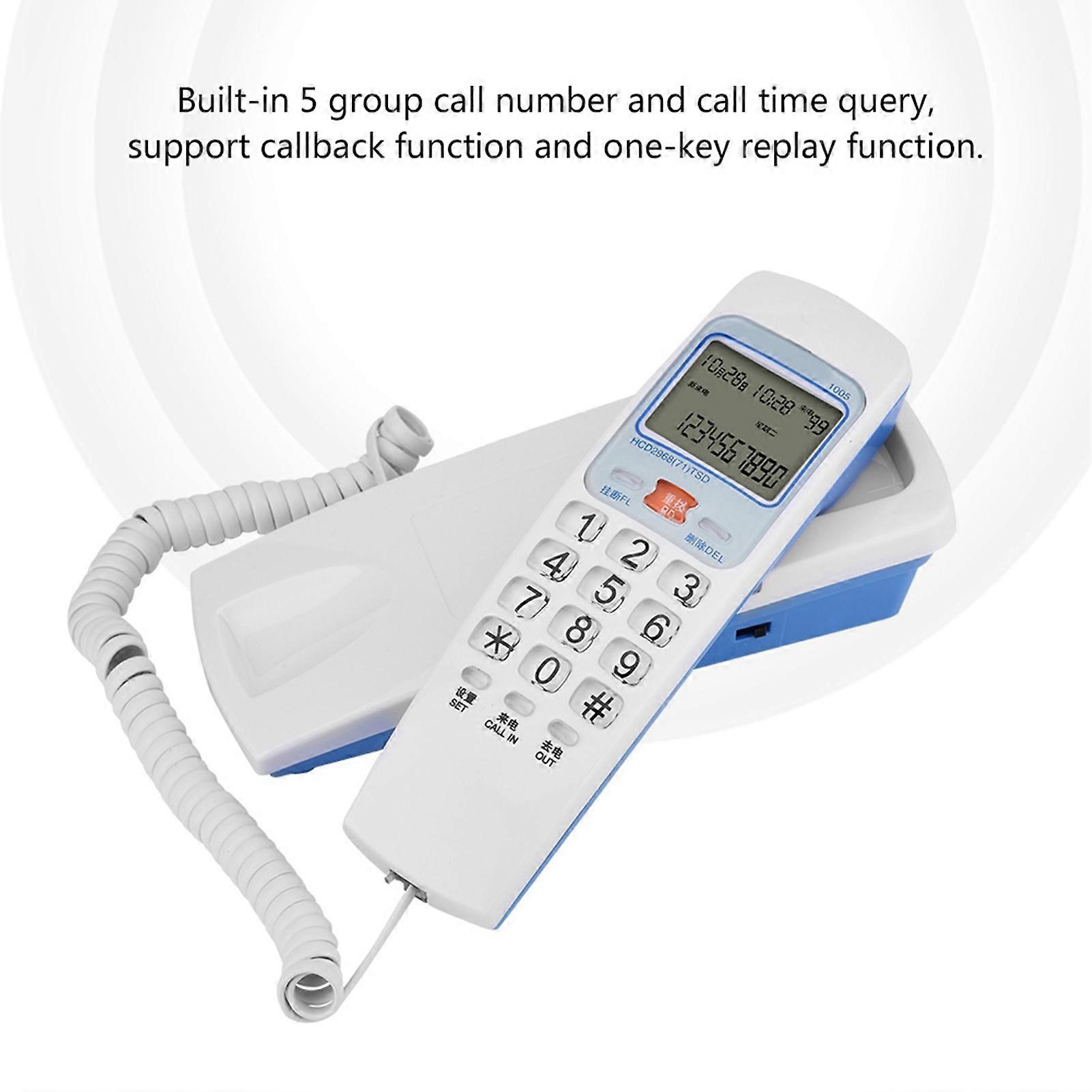 هاتف FSK/DTMF مع معرف المتصل وهاتف سلكي وهاتف مكتبي وهاتف أرضي وهاتف ملحق أنيق للمنزل باللون الأبيض