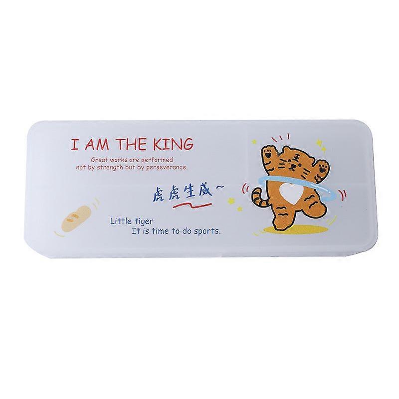 Cute Frosted Transparent Pencil Case Little Tiger Double-layer Stationery Box Multifunctional For Children And Students