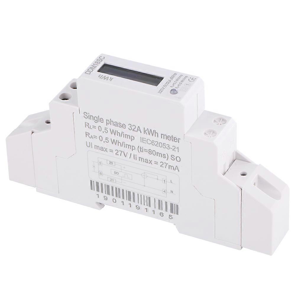 1P LCD Digital Display Single Phase Din Rail Electricity Power Consumption Energy Meter
