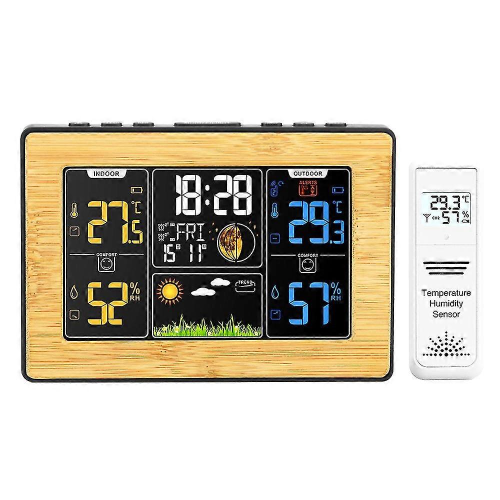 Weather Station With Outdoor Indoor Sensor, Digital Alarm Clock, Barometer, Temperature