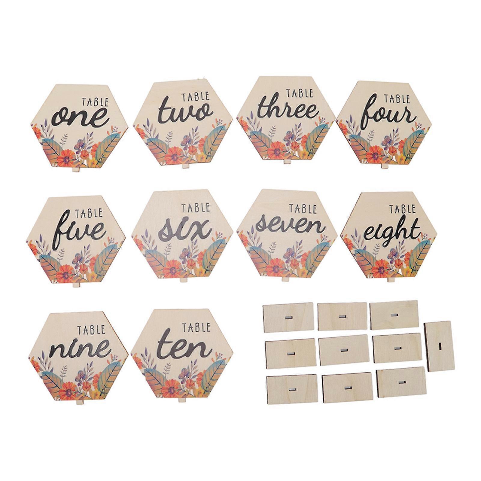 10 Pcs En Bois Mariage Numéro Table Cartes Rustique Réception Décors Signes Self Stand Centres De Table