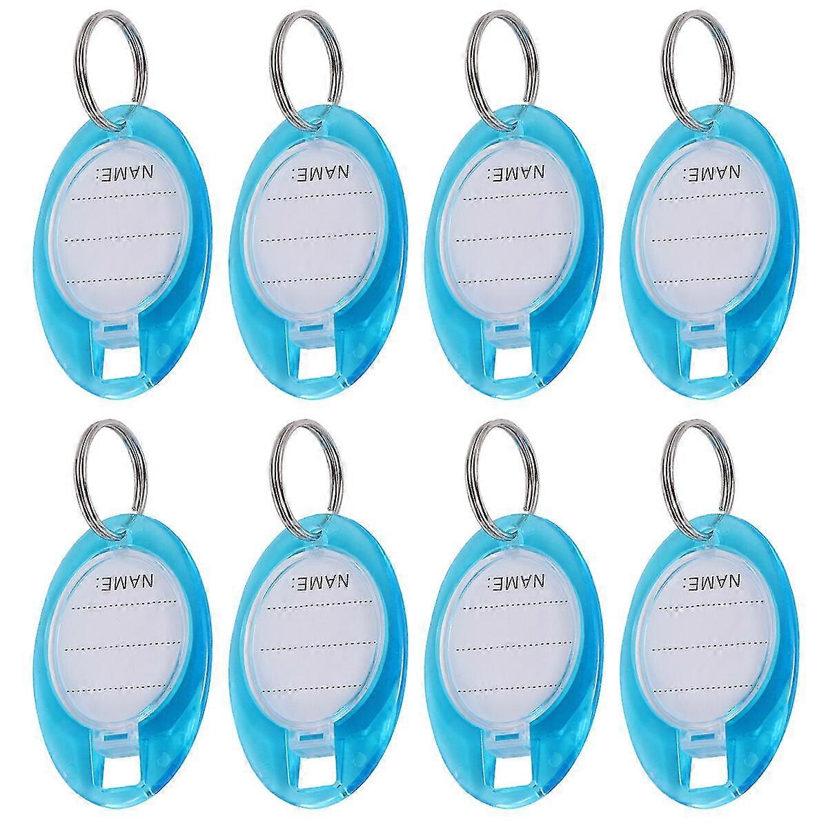 50pcs Oval Key Chain With Label Window Plastic Classifing Tag Identifying Tags