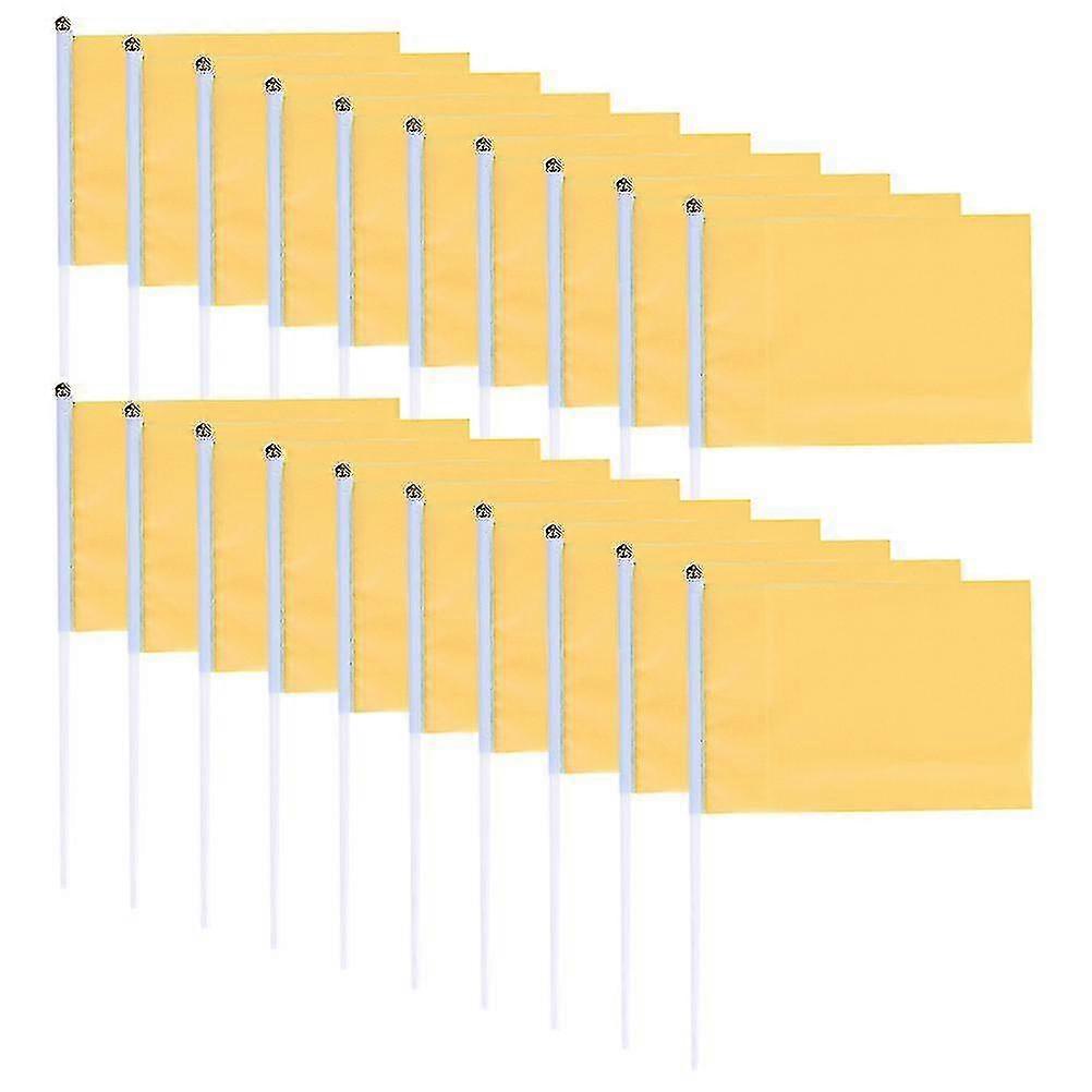 100pcs Handheld Square Flags Solid Color Mini Flag Party Supplies Party Celebration Flags (jaune)