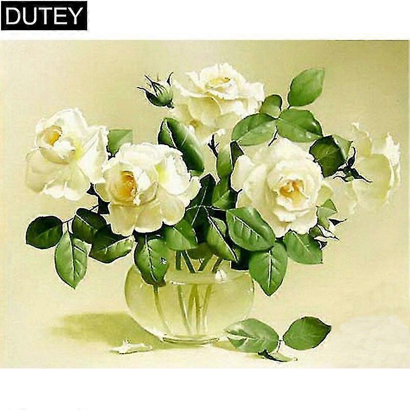 Full Drill 5d Diy Diamond Painting"water Bottle White Flower" Embroidery Cross Stitch Mosaic Home Decor Gift