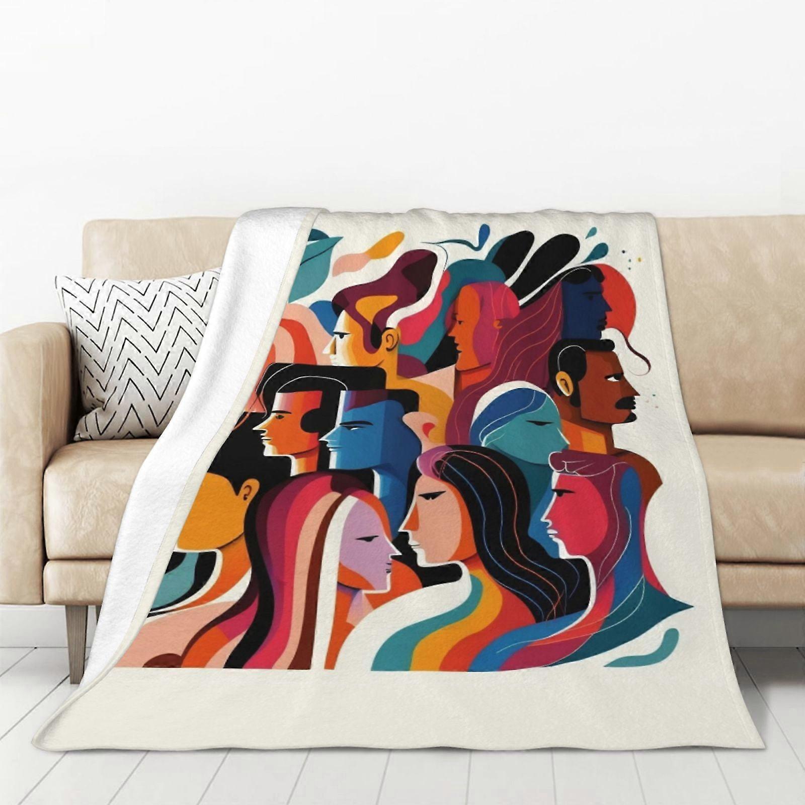 kasta filtar, olika ansikte sängtäcke för sovrum soffa flerfärgad-IKLO169