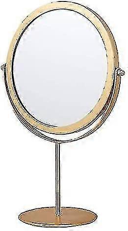Table Mirror, Metal Rotating Mirror, Free-standing, Adjustable, 19 Cm, Round Gold-colored