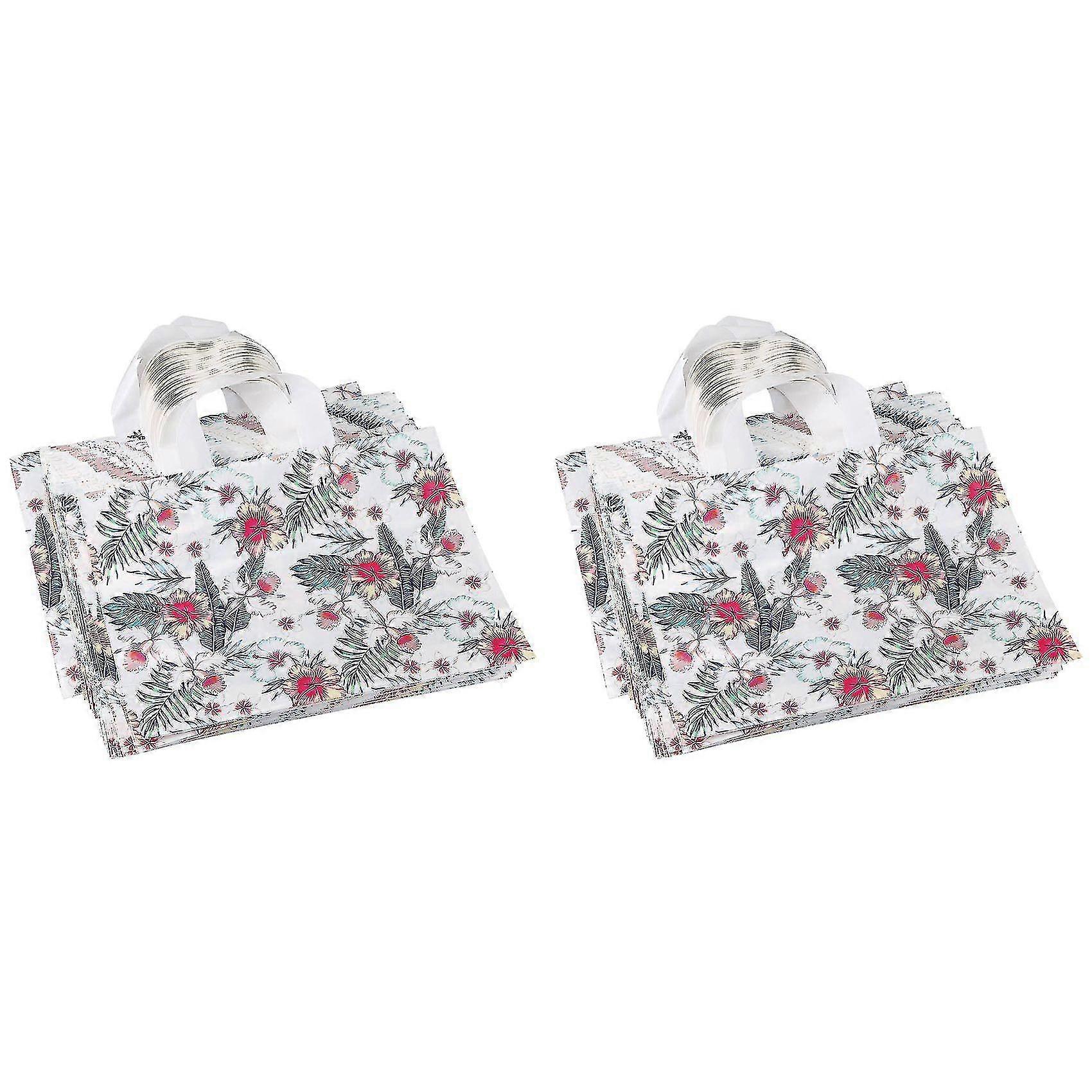 100pcs Shopping Hand Plastic Bag Tropical Leaf Flower Plastic Bag