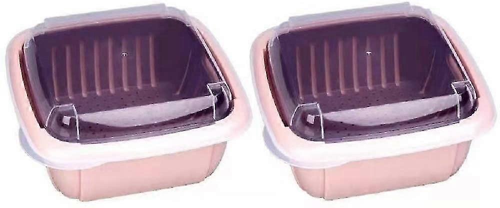 3 In1 Kitchen Colander With Lid- Plastic Double-layer Sets/storage