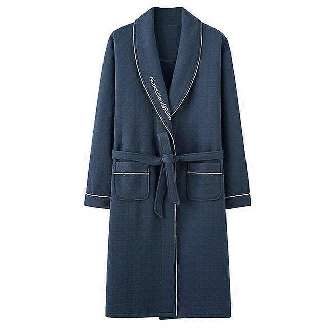 JWL-Män Vinter Plus Size Lång Bomull Badrock Kimono Varm Badrock Män Mysiga rockar Nattkläder Överdimensionerat nattlinne Roup?o